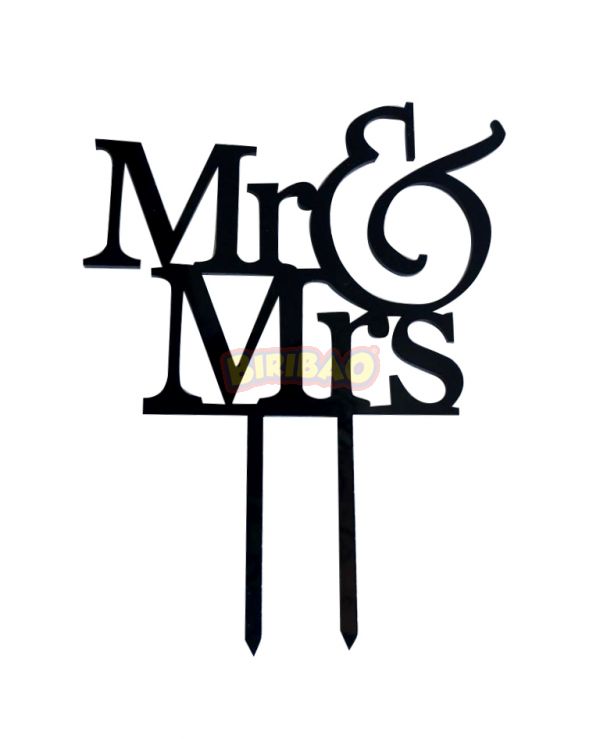 Cake Topper in Plexi Nero Specciato - Mr&Mrs